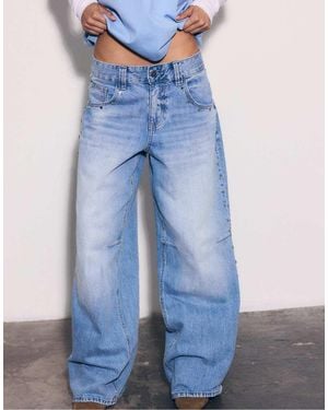 Stradivarius Super Baggy Jeans With Side Stars - Blue