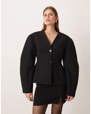ASOS Tailored Cinch Waist Cocoon Sleeve Jacket - Black
