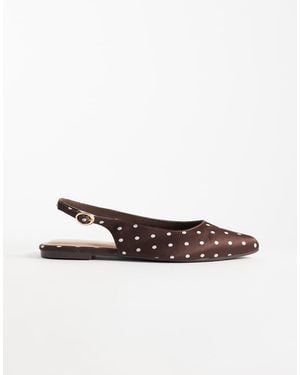 New Look Polka Dot Slingback Flats - White