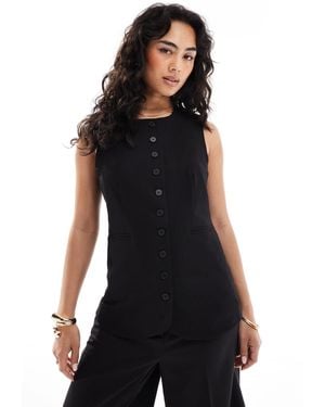 Pieces – longline-weste - Schwarz