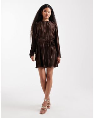 Vero Moda Tie Waist Plisse Mini Dress - Black