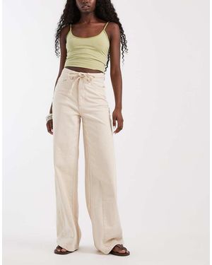 Aware Jeans A Gamba Larga Con Cintura Annodata - Neutro