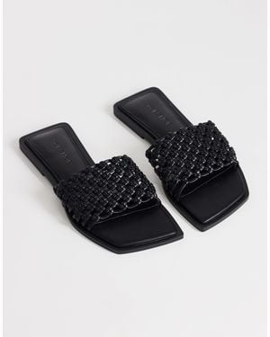 TOPSHOP Eve Woven Flat Sandals - Black