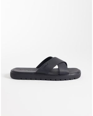 Calvin Klein Leren Sandalen Met Kruisbandjes - Zwart