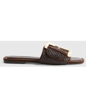 River Island Raffia Buckle Sandals - White