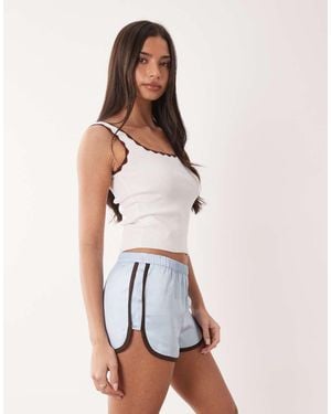 ASOS Contrast Seam Satin Runner Short - White