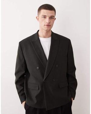 ASOS Double Breasted Boxy Suit Jacket - Black