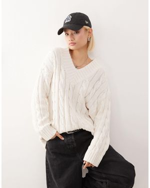 Monki – dicker oversize-strickpullover - Weiß