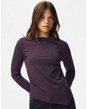 Pieces Sirene Boat Neck Long Sleeve Top - Purple