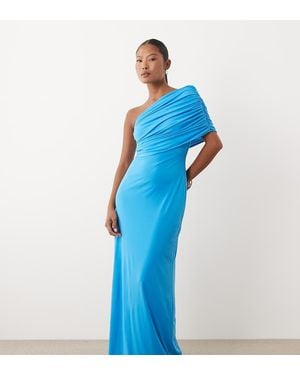 TFNC London Vestito Lungo Monospalla Sinuoso Drappeggiato Acceso - Blu