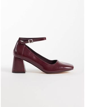 London Rebel Hettie Mid Block Heeled Shoes - Purple