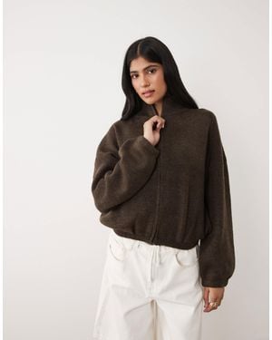 Cotton On Luxe Tuck Hem Bomber Jacket - Brown