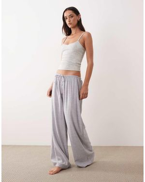 Cotton On Zachte Flanellen Pyjama Met Wijde Pijpen En Microruit - Naturel