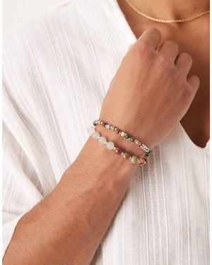 ASOS Festival Beaded 2 Pack Bracelet - Natural