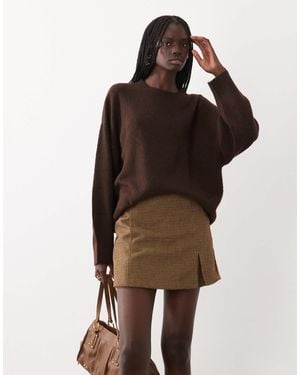 Jdy Oversize-strickpullover mit rundhalsausschnitt - Braun