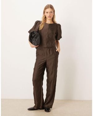 Y.A.S Premium Texture High Waist Pants Co-ord - Natural