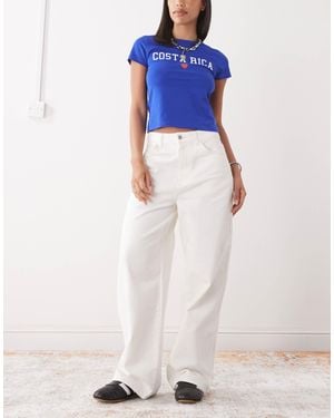Reclaimed (vintage) baggy Wide Leg Mid Rise Denim Jeans - White