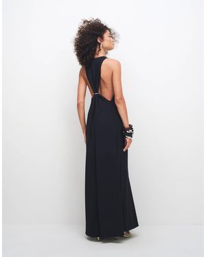 Weekday Robe longue à décolleté plongeant en v et dos nageur à détail métallique - Blanc