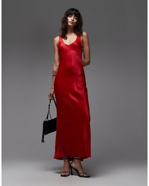 ASOS Satin Scoop Neck Maxi Dress - Red