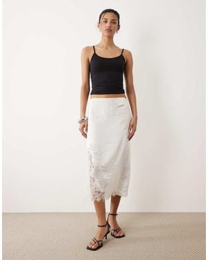 Mango Delicate Lace Midi Skirt - Natural