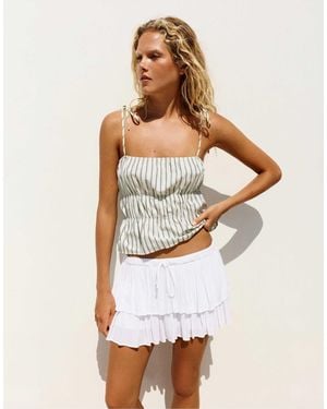 Pull&Bear Gestreiftes top mit raffung und trägern - Weiß