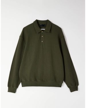 ASOS Sweat côtelé décontracté à col polo - Vert