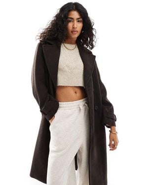 Bershka Wool Trench Coat - Brown