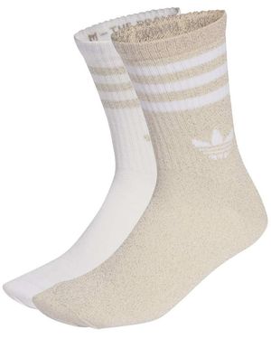 adidas Originals 3-Stripes Glitter Crew Socks 2 Pairs - Natural