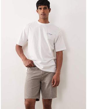 Only & Sons Edge Straight Fit Denim Shorts Vintage Wash - White