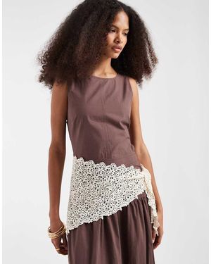 Pieces Triangle Crochet Scarf - Brown