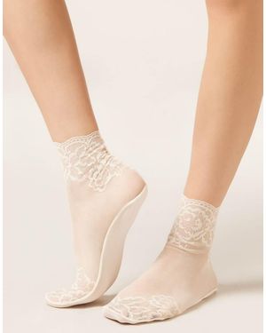 Calzedonia Tulle And Lace Socks - Natural
