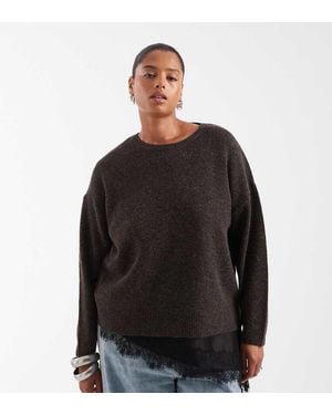 ONLY Solo Curve Maglione Lavorato A Maglia Con Scollo Rotondo - Nero