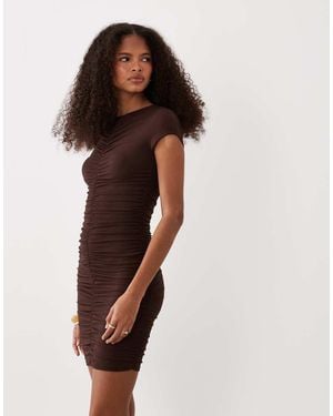 ASOS Scrunch Front Mini Dress - Brown