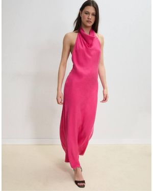 Stradivarius Backless Halter Midi Dress - Pink