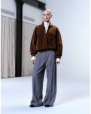 TOPSHOP Raw Hem Low Slung Double Pleated Tailored Trouser - Multicolour