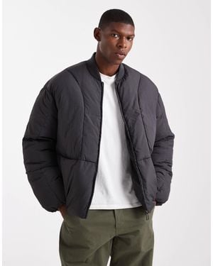 Only & Sons Oversized Concealed Pocket Puffer - Gray