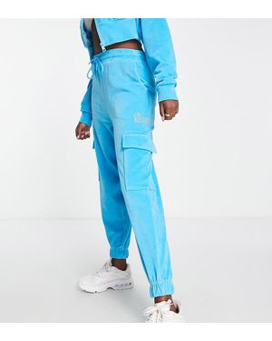AsYou Velour Cargo Jogger Co-Ord With Graphic - Blue