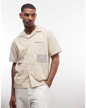 Element Camisa Amarillo Crema Con Detalle Bordado De Sirsaca De -Gris - Neutro