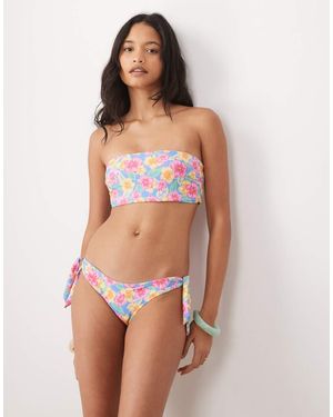 Rip Curl Slip Bikini Multicolore Con Stampa A Fiori E Laccetti Laterali - Rosa