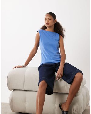ARKET Jersey Boat Neck Tank Top - Blue