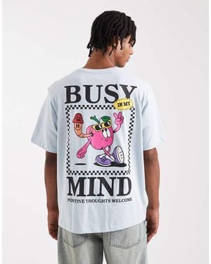 Jack & Jones Oversize T-shirt With Busy Mind Print - White