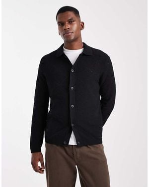 Only & Sons Diamond Textured Cardigan - Blue
