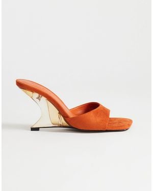 TOPSHOP Esme Mule With Clear Wedge Heel - Orange