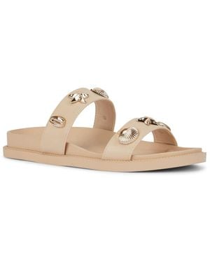 SEQWL Mule Sandals Double Strap Slides With Embellishments - White