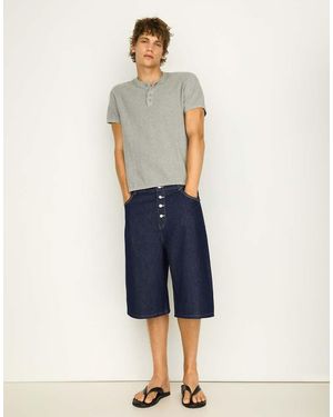 Bershka Barrel Denim Bermuda Shorts - Blue