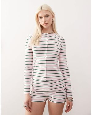 Collusion Gilet rayé - rose - Blanc