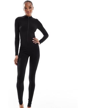 4505 Tall Seamless Zip Front All-in-one Jumpsuit - Black