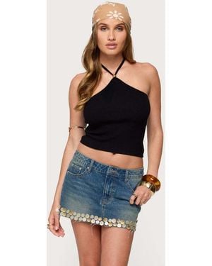 Edikted Hollis Knit Halter Top - Blue