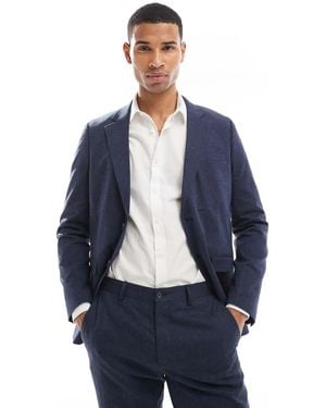 Jack & Jones Premium Linen Mix Slim Fit Blazer - Blue