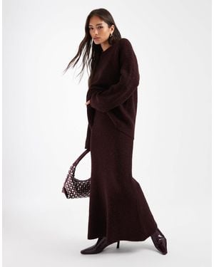 4th & Reckless Wool Feel Knit Flared Maxi Skirt - Purple